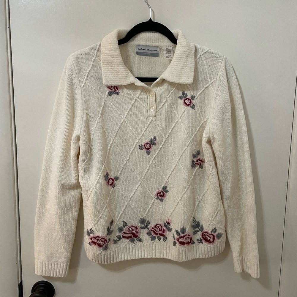 White Floral Sweater